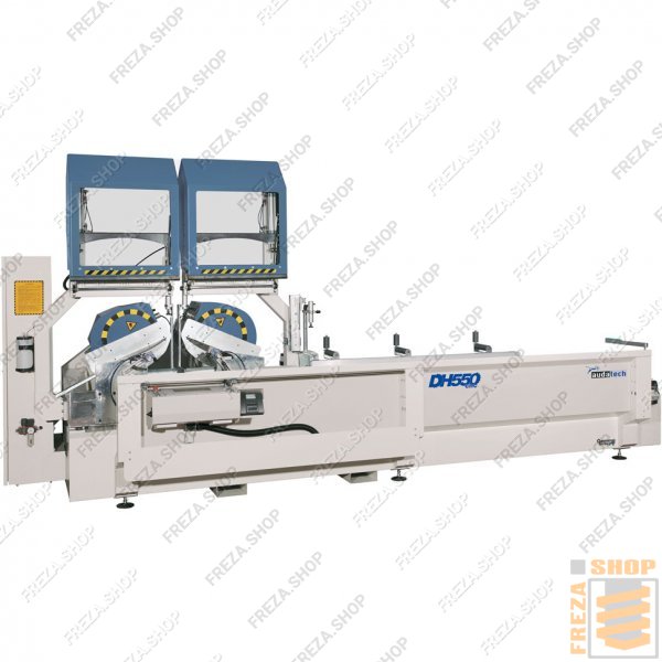 Станок двухголовочный DH550cnc (GemmaGroup, Италия)  торцовочный по алюминию фронтального типа, рабочая длина 4000мм, диам.диска 550мм, автоматическая подача подвижной головы и наклон на любой угол до 22.5гр. с пульта ЧПУ под Windows XP, 2 вертикальных+2 