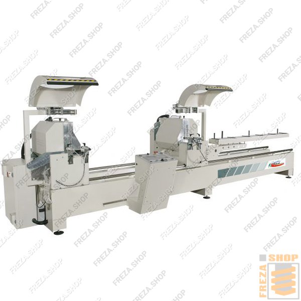 Станок двухголовочный BASIC P-RV-500  (GemmaGroup, Италия) с фронтальным выдвижением дисков, ЧПУ позиционированием по длине, 4.8 метра в компл.: пильными дисками диаметр 500мм, 4мя горизонтальными+ 2мя вертикальными пневмоприжимами