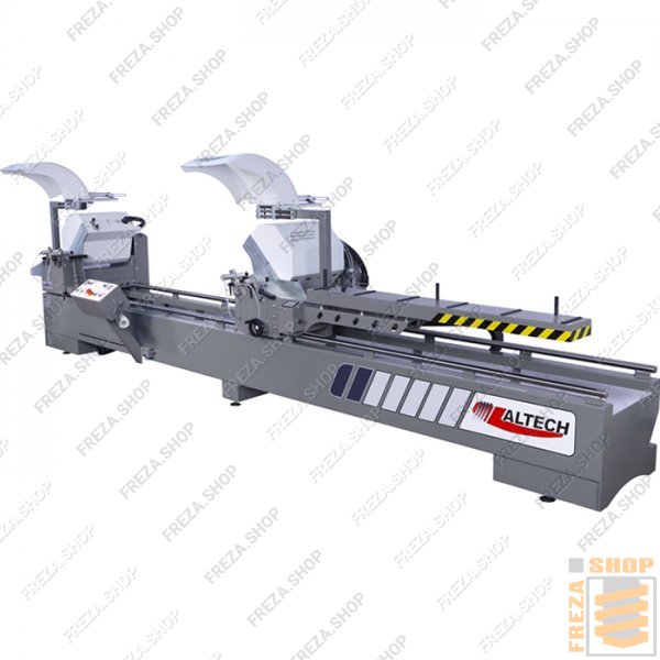 Двухголовая пила BASIC M-RV-450 (ALTECH, Италия) для резки алюминия и пластика с фронтальным выдвижением дисков с ручным позиционированием по длине, 4.8 метра в комплекте с: пильными дисками диам. 450мм, 4мя горизонтальными, системой подачи СОЖ, промежуто